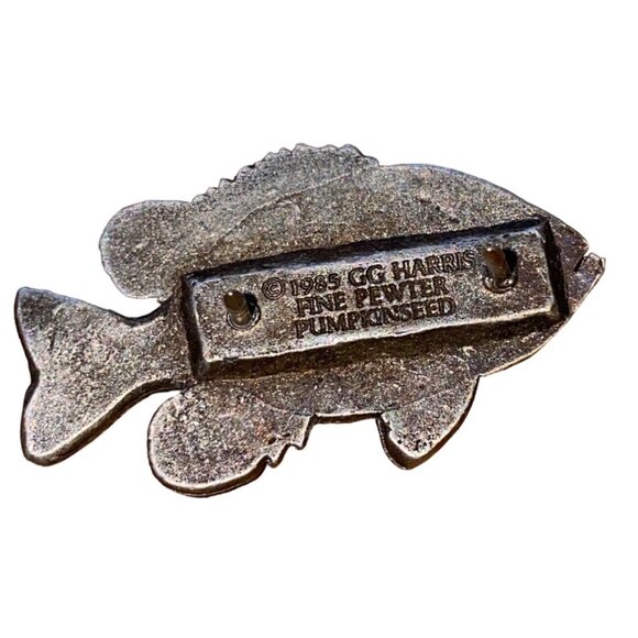 Vintage 1985 CG Harris Pewter Pumpkinseed Fish Pin - Picture 4 of 4